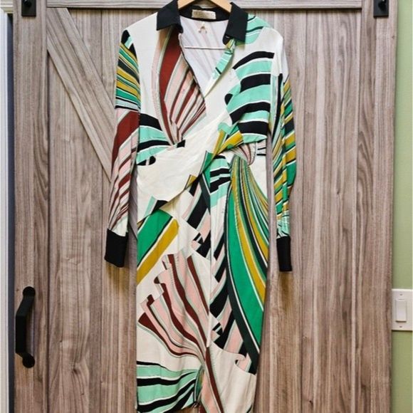 Emilio Pucci Printed Collar Dress Multicolor Viscose Multiple Colors - Picture 3 of 12